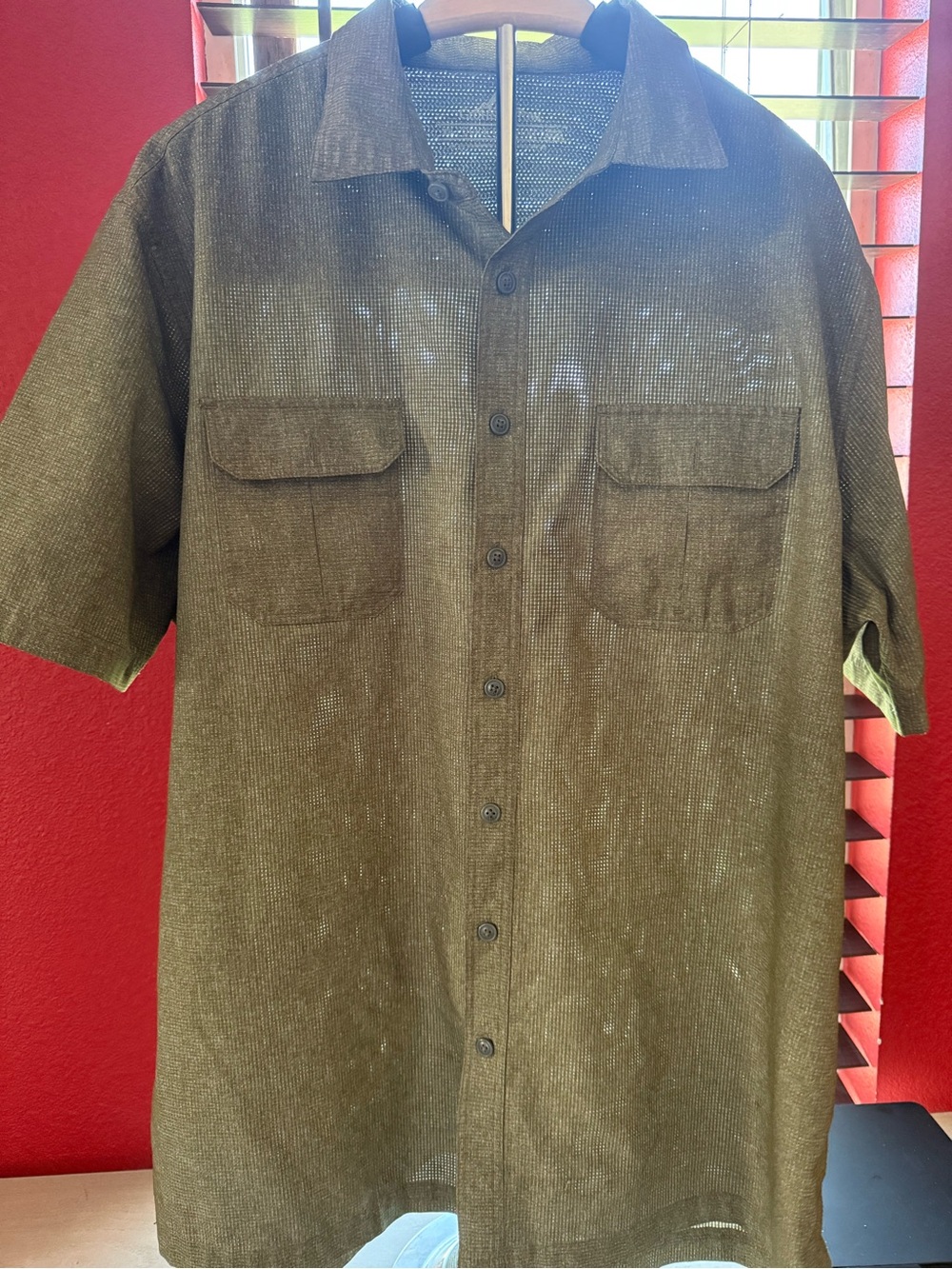 croft & barrow Olive Green Short-Sleeve Button-Down Shirt